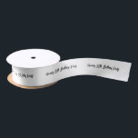 Black & White | Chic Eighty 80th Birthday Party Satin Ribbon<br><div class="desc">Add the detail to your gift with this custom text ribbon. This ribbon design features chic brush lettering script "Your Name's 80th Birthday". You can personalized the text to any age or event. More personalized stationery and party supplies are available at my shop BaraBomDesign.</div>