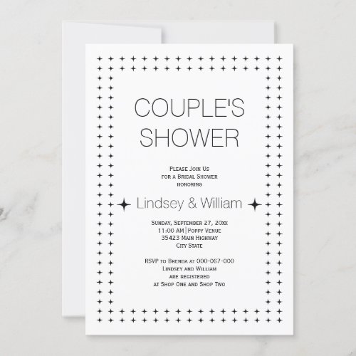 Black white chic geometric wedding couples shower invitation