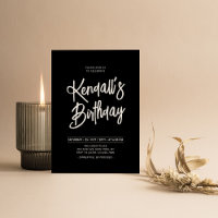 Black & White Chic Lettering Script Birthday Party