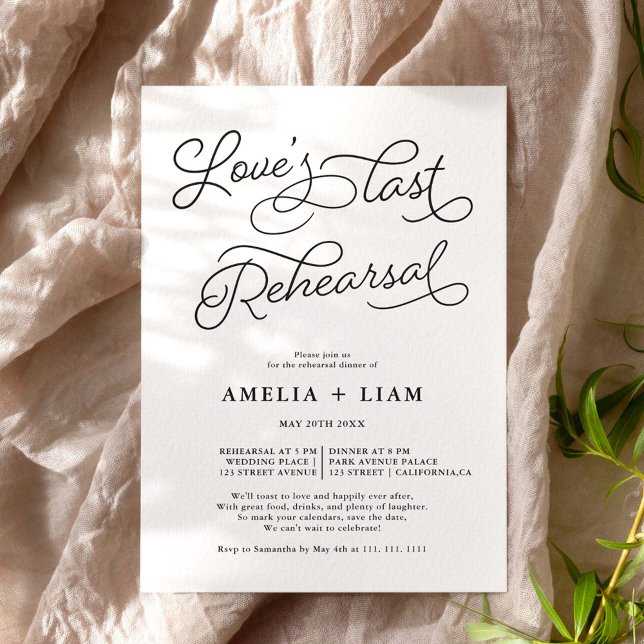 Black white chic Love last rehearsal dinner Invitation (Creator Uploaded)