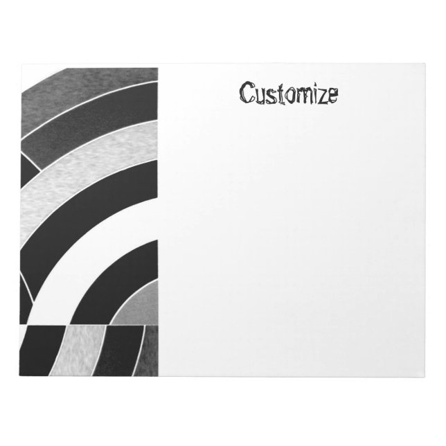 black/white chic modern curved chevrons notepad (Front)