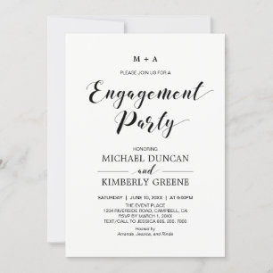 Black & White Chic Modern Engagement Party Invitation