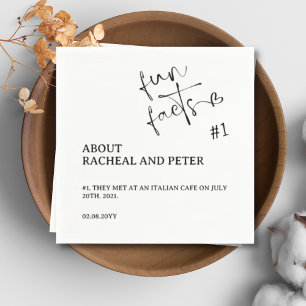 Black White Chic Modern Fun Facts Heart Script Napkins