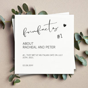 Black White Chic Modern Fun Facts Script Wedding N Napkins