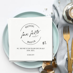 Black White Chic Modern Fun Facts Wedding Napkins