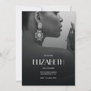 Black & White Chic Modern Minimalist Bridal Shower Invitation