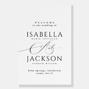 Black & White Chic Simple Wedding Welcome Sign