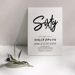 Black & White | Chic Sixty 60th Birthday Party Invitation<br><div class="desc">Celebrate your special day with this simple stylish 60th birthday party invitation. This design features a chic brush script with a clean layout in black & white color combo. More designs available at my shop BaraBomDesign.</div>