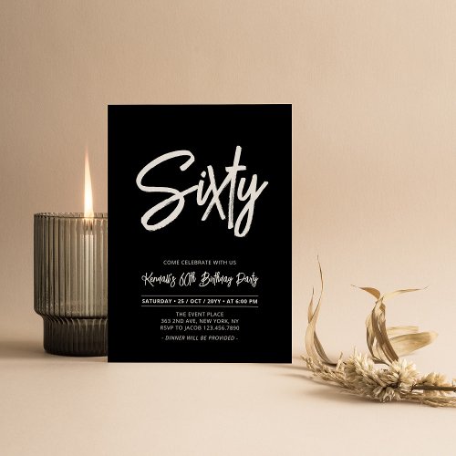 Black  White  Chic Sixty 60th Birthday Party Invitation