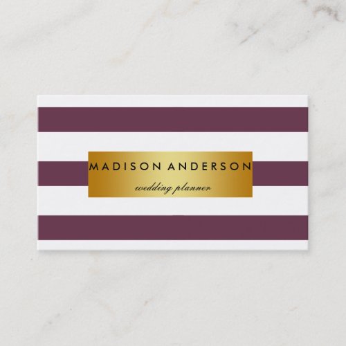 Black  White Chic Stripes in Gold Business Card