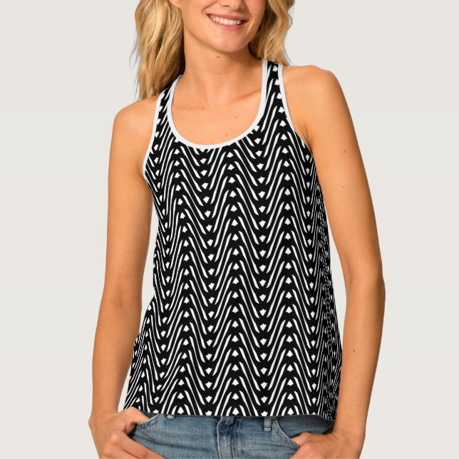 Black & White Chic Tribal Pattern Design Tank Top (Front)