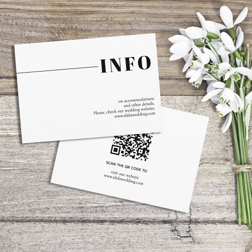 Black white chic typography minimalist wedding enclosure card