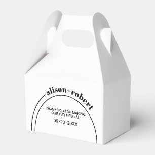 Black, white chic typography minimalist wedding favor boxes