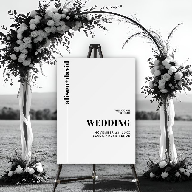 Black, white chic typography minimalist wedding foam board (Creator Uploaded)