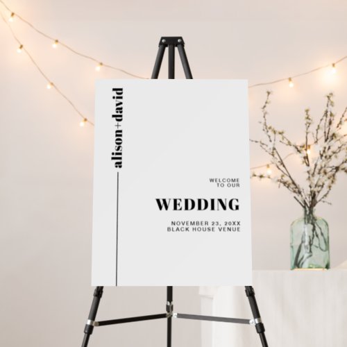 Black white chic typography minimalist wedding foam board