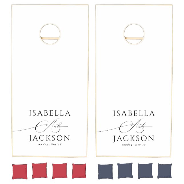 Black & White Chick Modern Elegant Wedding Cornhol Cornhole Set (Set)