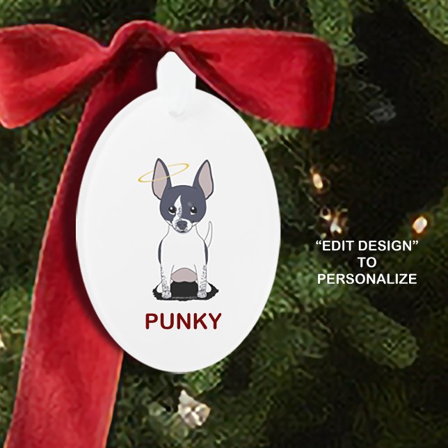 Black White Chihuahua Angel Ornament (Creator Uploaded)