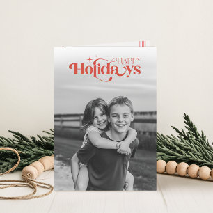 Black & White Children Photo Christmas Folded Holiday Card
