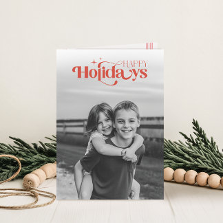 Black & White Children Photo Christmas Folded Holiday Card