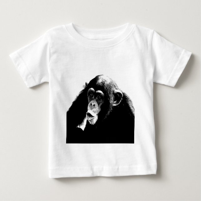 Black White Chimpanzee Baby T-Shirt (Front)