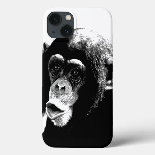 Black White Chimpanzee iPhone 13 Case