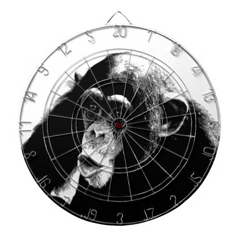 Black White Chimpanzee Dartboard With Darts