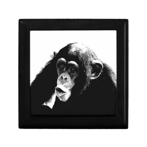 Black White Chimpanzee Jewelry Box