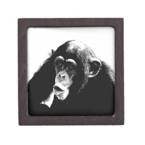 Black White Chimpanzee Jewelry Box