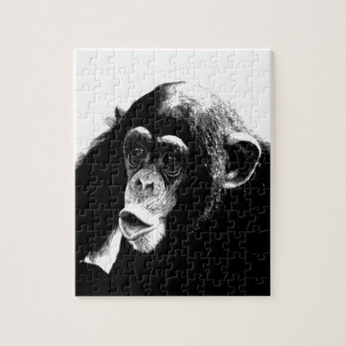 Black White Chimpanzee Jigsaw Puzzle