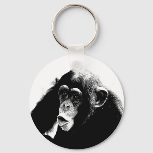 Black White Chimpanzee Keychain