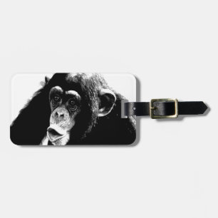 Black White Chimpanzee Luggage Tag
