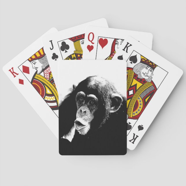 Black White Chimpanzee Poker Cards (Back)