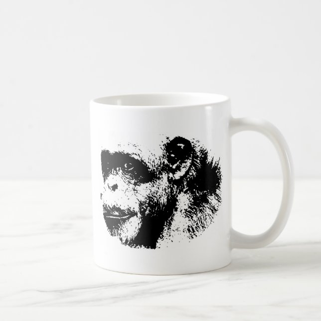 Black & White Chimpanzee Pop Art Coffee Mug (Right)
