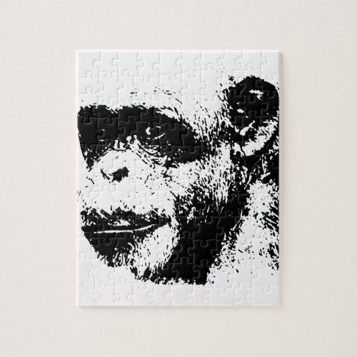 Black  White Chimpanzee Pop Art Jigsaw Puzzle