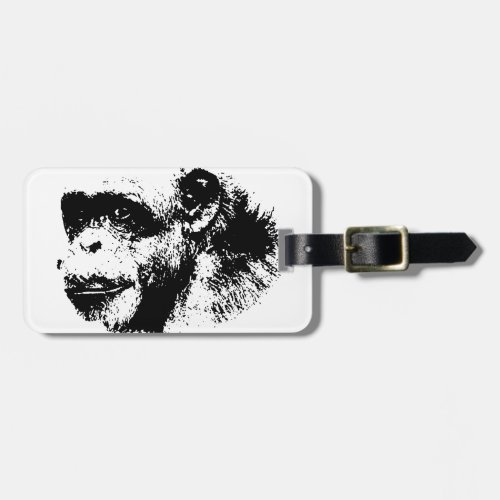 Black  White Chimpanzee Pop Art Luggage Tag