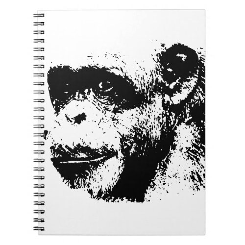 Black  White Chimpanzee Pop Art Notebook