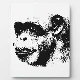 Black & White Chimpanzee Pop Art Plaque