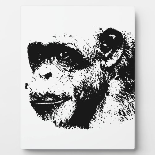 Black  White Chimpanzee Pop Art Plaque