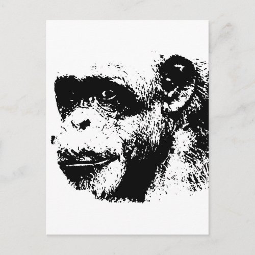 Black  White Chimpanzee Pop Art Postcard