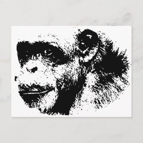 Black  White Chimpanzee Pop Art Postcard