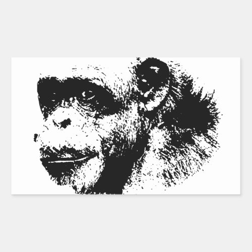 Black  White Chimpanzee Pop Art Rectangular Sticker