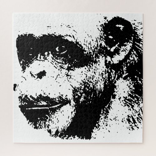Black  White Chimpanzee Pop Art _ Wild Animals Jigsaw Puzzle