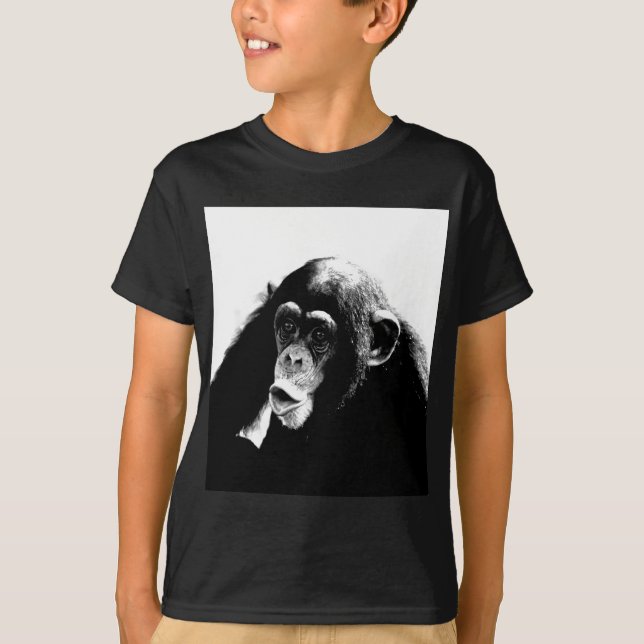 Black White Chimpanzee T-Shirt (Front)