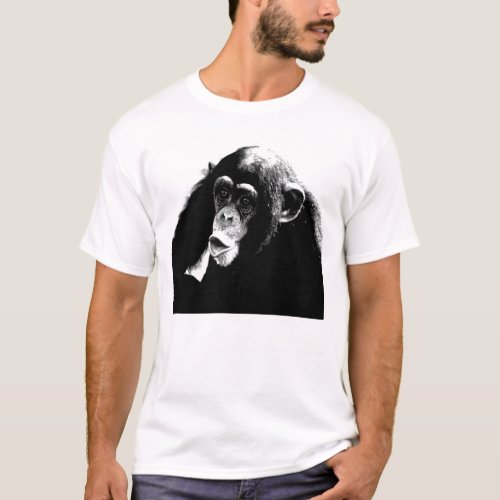 Black White Chimpanzee T_Shirt