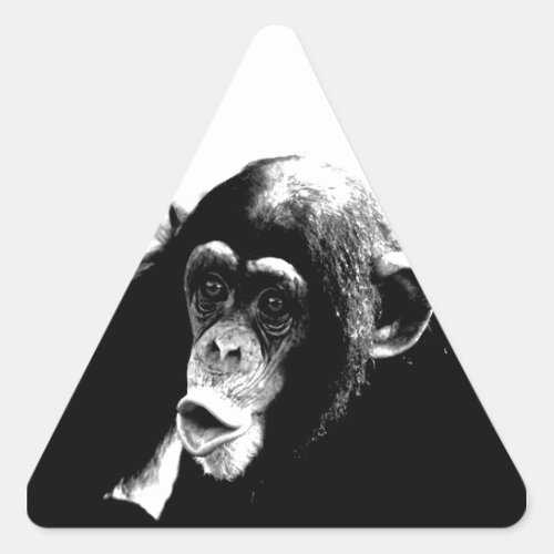 Black White Chimpanzee Triangle Sticker