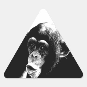 Black White Chimpanzee Triangle Sticker