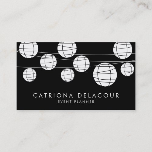 Black &amp; White Chinese Paper Lanterns Business Card