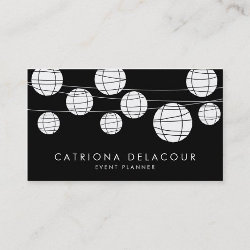 Customizable Black &amp; White Chinese Paper Lanterns Business Card