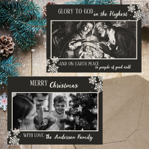 Black & White Christian Family Photo Christmas Holiday Card