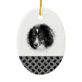 Black &amp; White Christmas Custom Pet Photo Template Ceramic Ornament